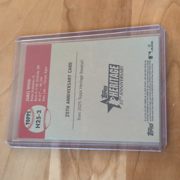 2025 Topps Heritage James Wood 25th Anniversary Rookie Card Nationals - Picture 2 of 2